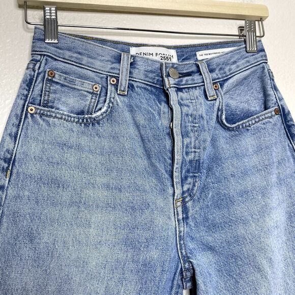 Denim Forum Jeans 23x30L 90s Boyfriend High Loose Light Wash Aritzia Button Fly - Picture 6 of 13